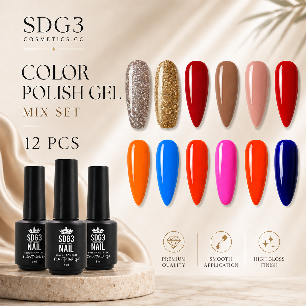 Color Polish Gel Mix Set – 12 PCS | Professional Nail Gel Collection